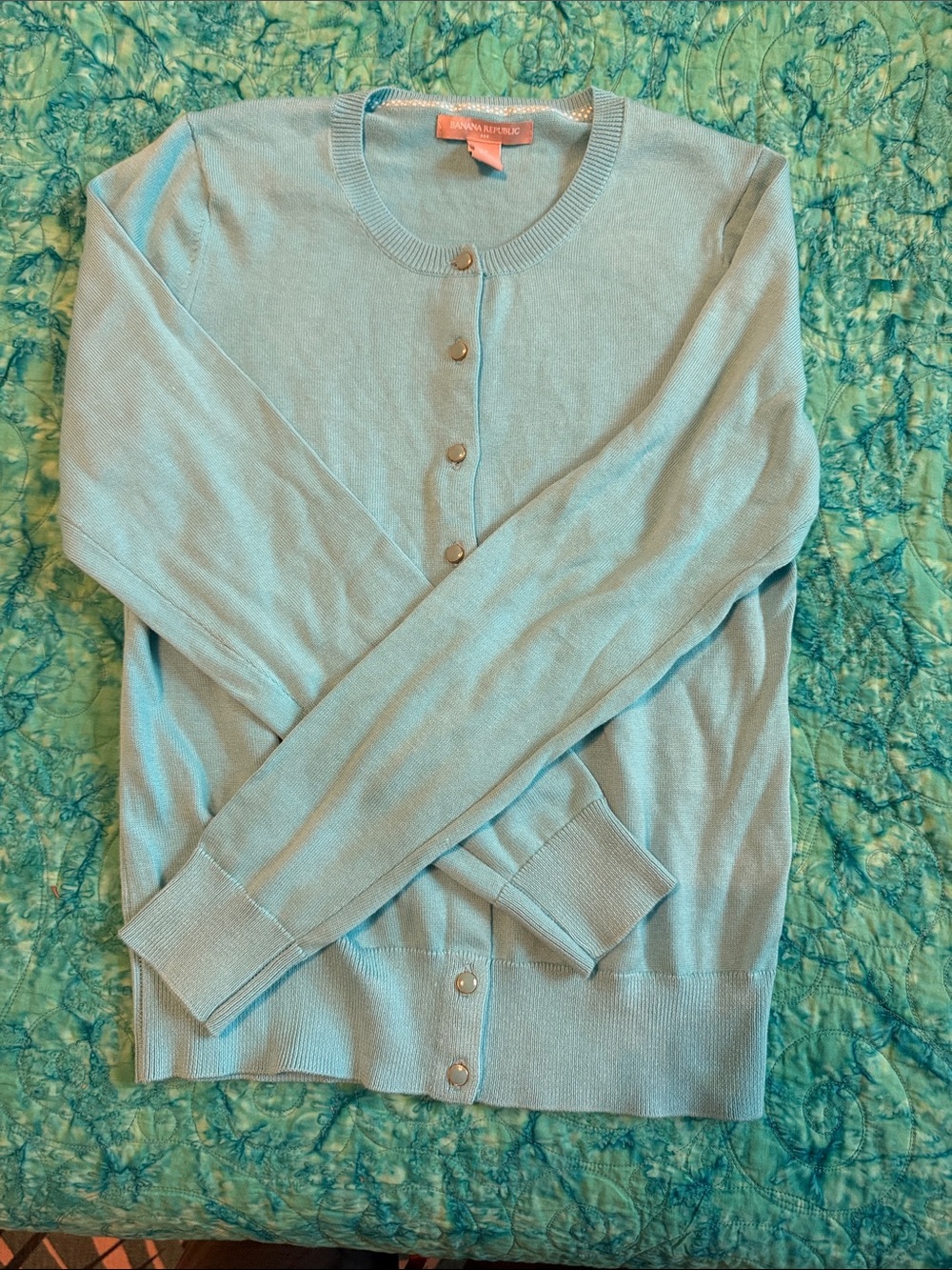 Banana Republic light teal Blue Crewneck Cardigan with Buttons